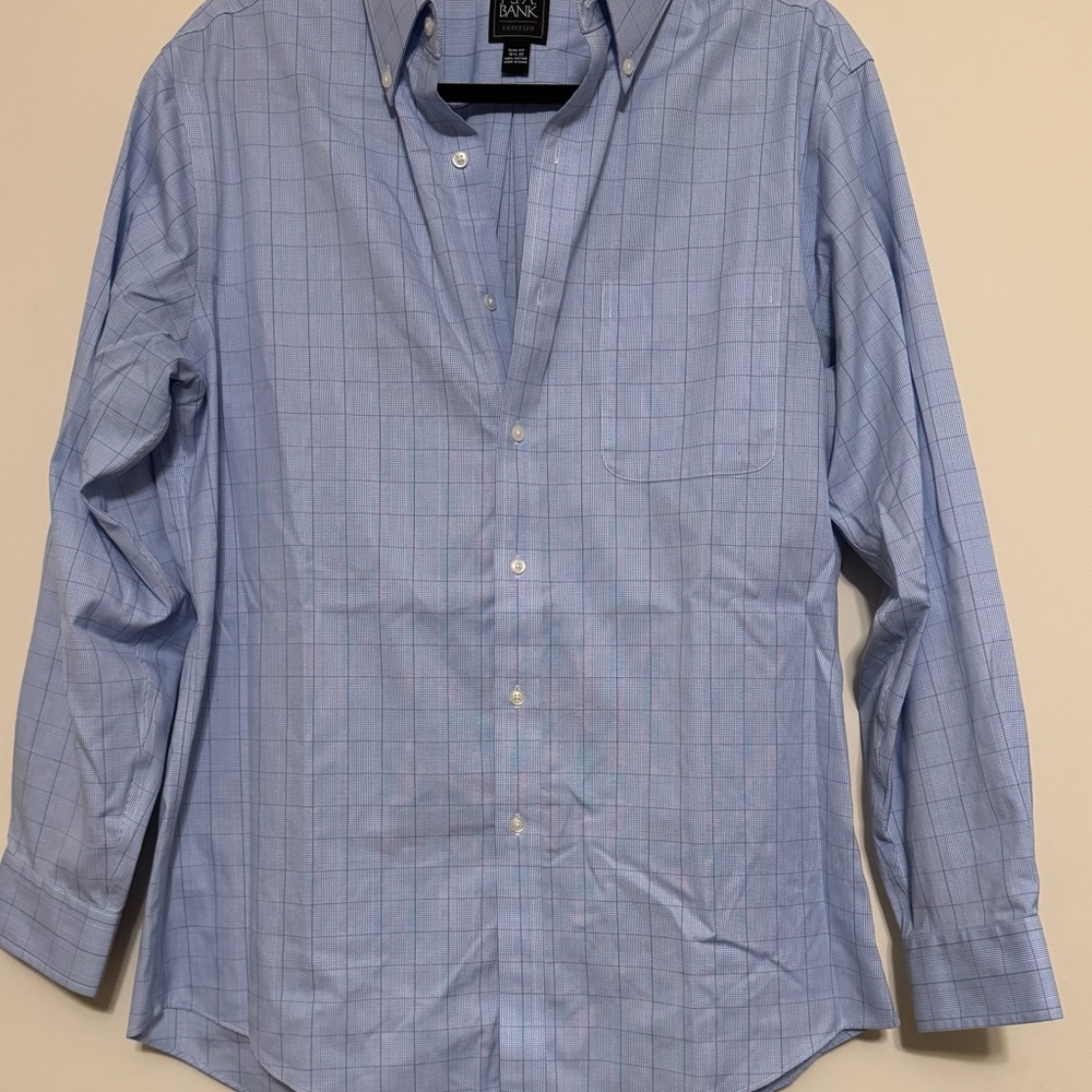 Jos. A. Bank Blue Checkered Button-Down Shirt